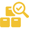 product boxes with magnify glass icon